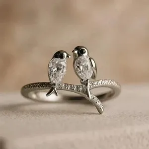 Authentic Attract Harmony with "Birds of Bliss" - 2.20Ct Moissanite Pear Cut Wedding Ring