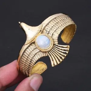 Authentic The Luminescent Lunar Embrace Rainbow Moonstone Bangle