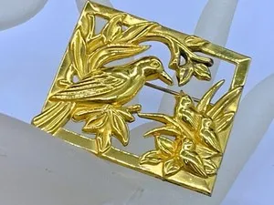 Authentic Celestial Harmony: Vintage Sterling Silver Brooch with Gold Plated Accents