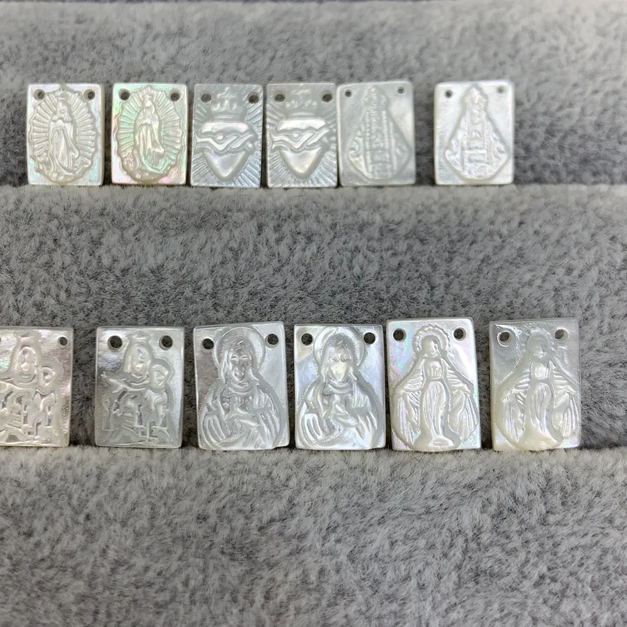 Authentic Sacred Mother of Pearl Luminescent Guadalupe & Divine Charms