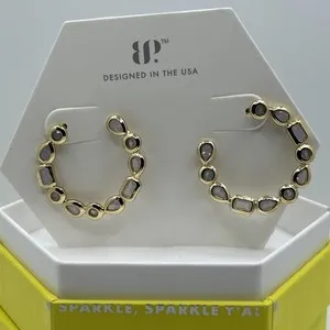 Authentic Bomb Party Earrings “Cut To Be Seen” ER79151 - moonstone On Gold Plated