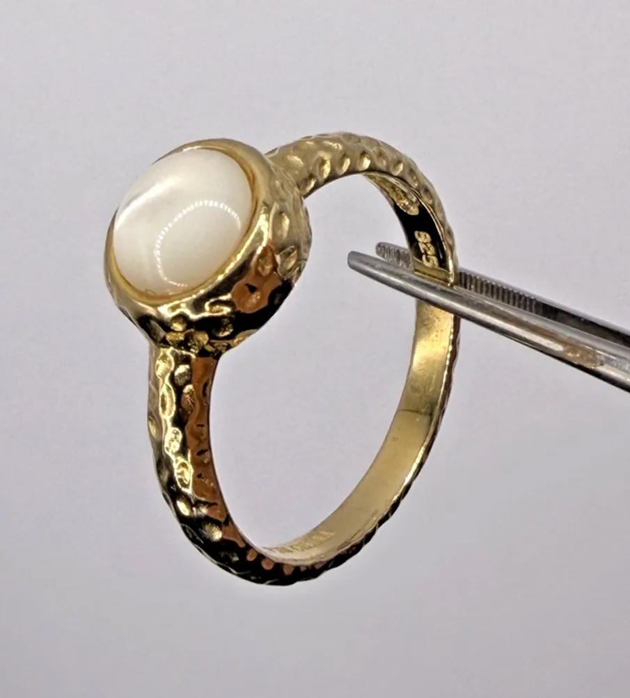 Authentic Luminous Lunar Veil Gold-Plated Moonstone Ring