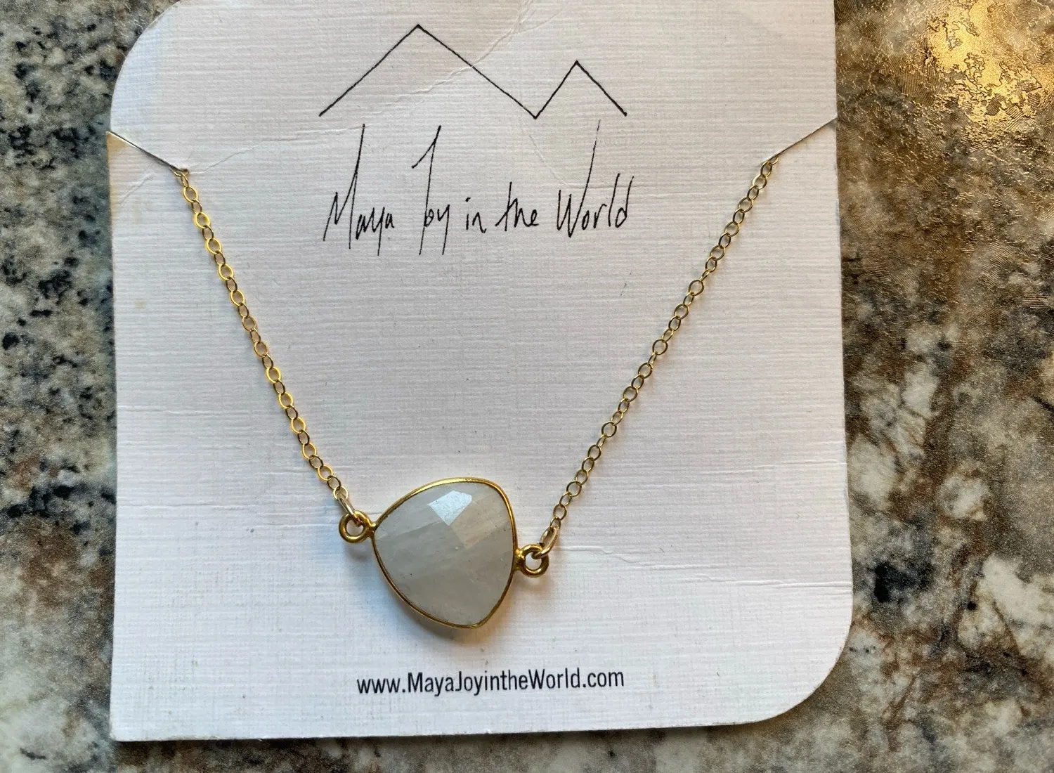Authentic Moonstone 18” Necklace June Birthstone Gold Plated Pendant On Gold Plated Chain