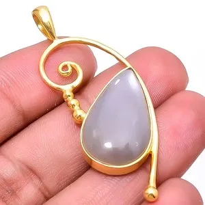 Authentic Celestial Luminescence Moonstone and Gold-Plated Silver Talisman
