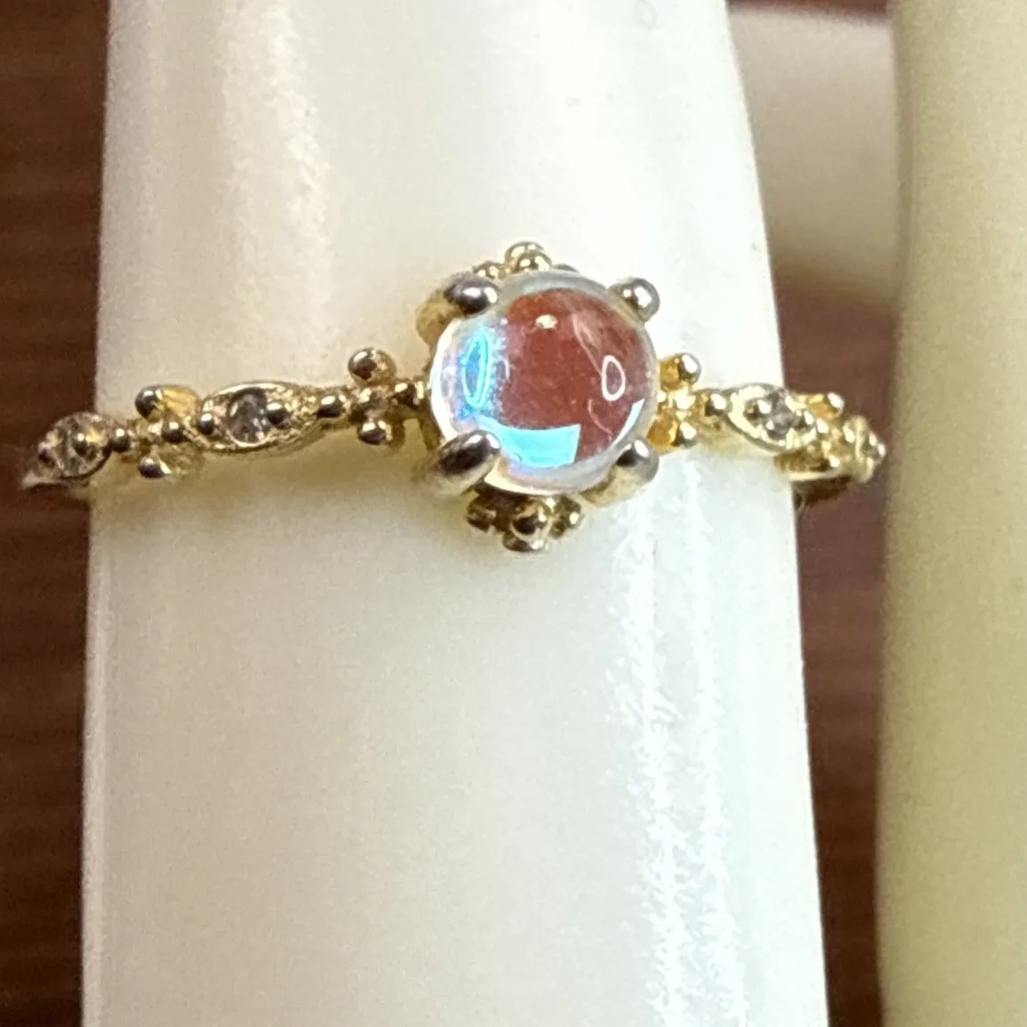 Authentic Radiant Lunar Glow Ring in Gold-Plated Sterling Silver