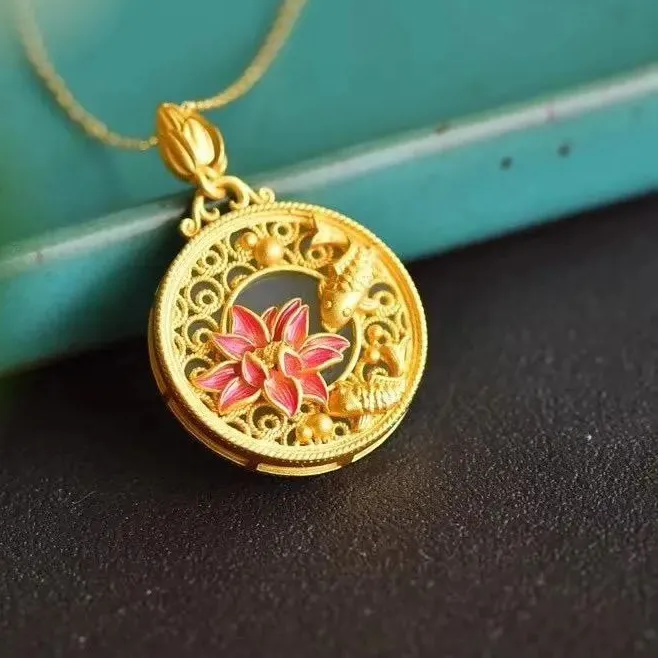 Authentic The Lotus of Eternal Purity: Hetian Jade & Enamel Radiance