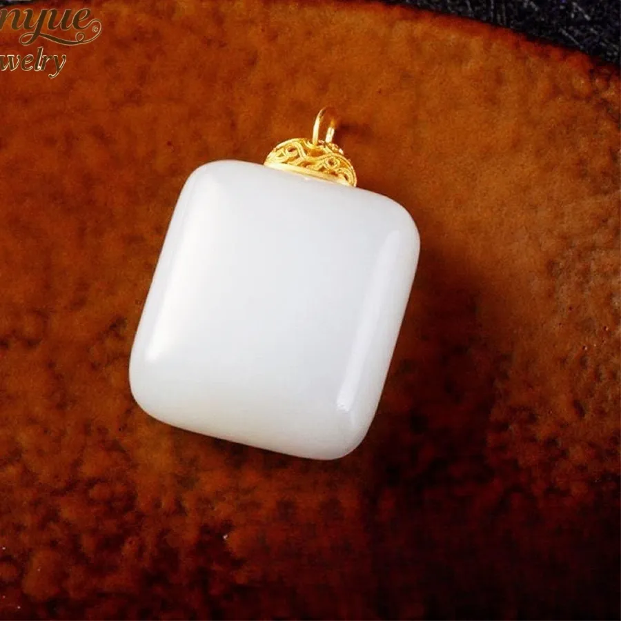 Authentic S925 Silver Natural Hetian Jade Peace And Safety Pendant Luxury Quality Jewelry Fashion Jewelry Charms Exquisite Popular Elegant