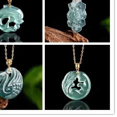 Authentic Embracing Dragon's Wisdom: Blue Jade Lotus Pendant