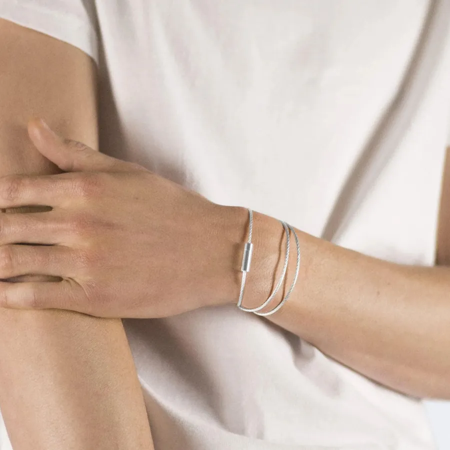 Authentic Le French Couple Wristband Jewelry, High- Quality Electroplated 925 Silver Three- Layer Wristband Jewelry