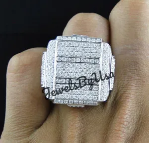 Authentic Celestial Moissanite Men's 3‑Carat Destiny Ring – White‑Gold‑Veiled Silver