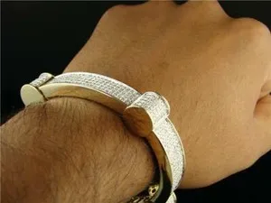 Authentic Protective Harmony: 3.88ct CZ Men's Link Bracelet in Golden Radiance
