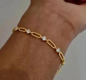 Authentic Radiant Orbit Moissanite Gold-Plated Bracelet