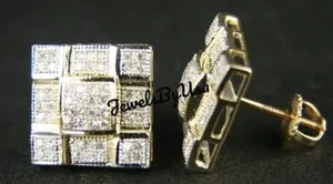 Authentic Radiant Solstice Moissanite Studs in Warm Gilded Silver