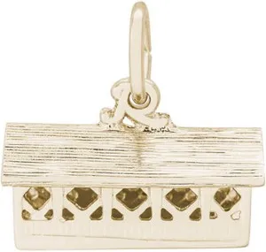 Authentic Bridge to Serenity: Gold-Plated Sterling Silver Covered Bridge Charm