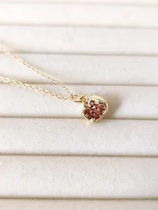 Authentic Gold Plated Pomegranate Fruit Charm Necklace Pendant For Her Minimalist