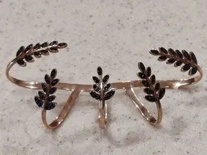 Authentic Celestial Shadow Palm Cuff: Rose Gold & Black Crystal Hand Talisman