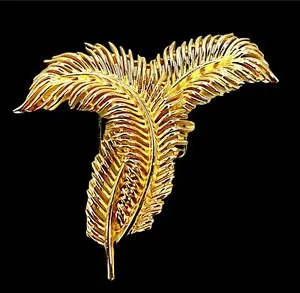 Authentic Divine Tri-Fari Crown: Twin Palm Floral Brooch in Sacred Gold