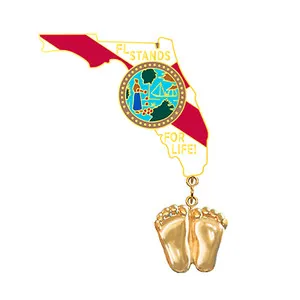 Authentic Golden Footprints of the Sunshine State: 14K Gold-Plated Florida Flag Lapel Pin