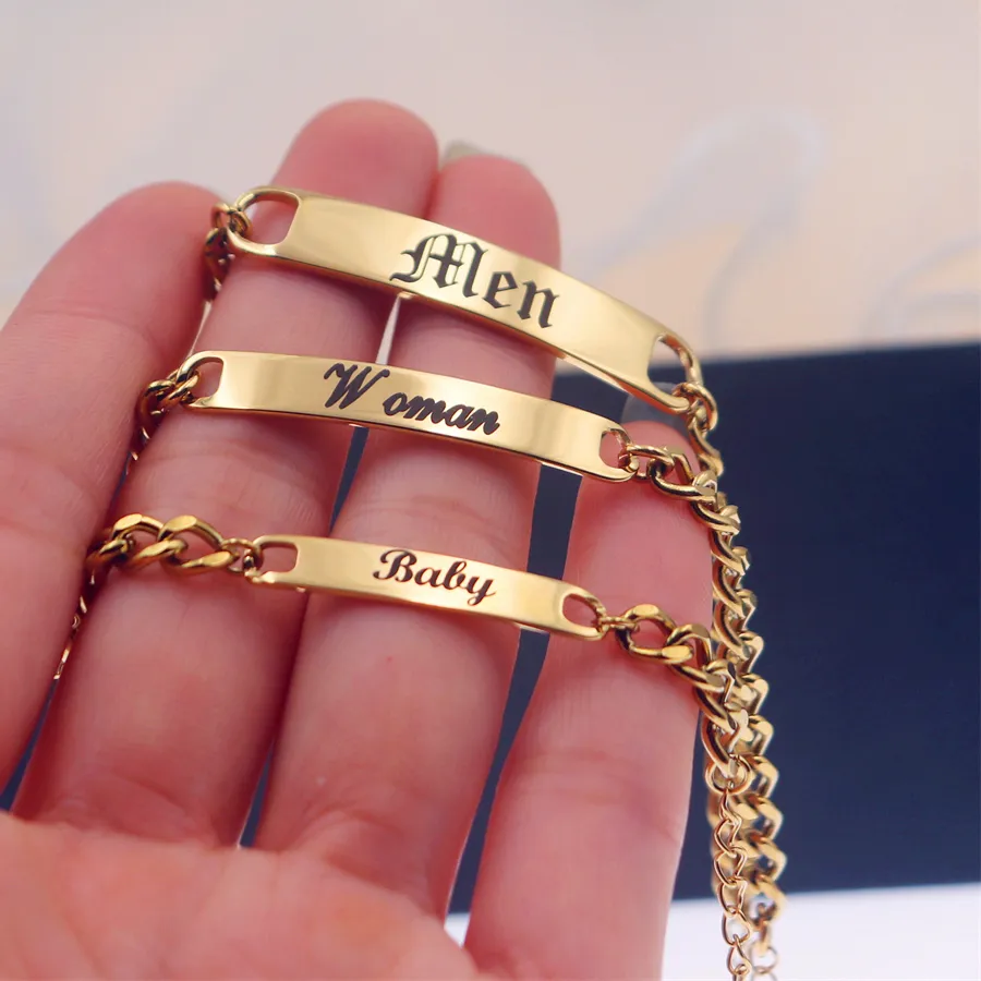 Authentic Embracing Eternity: Customized Couple's Engraved Date ID Bracelet