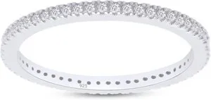 Authentic Celestial Halo Diamond Stackable Band in Radiant Gold-Plated Sterling Silver