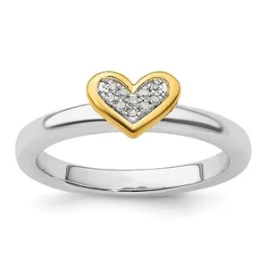 Authentic Sacred Heartbeat: Sterling Silver Stackable Expressions Gold-Plated Heart