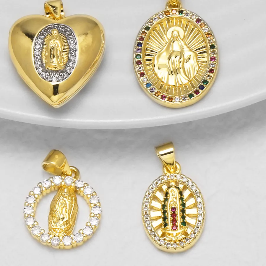 Authentic Radiant Grace: The Sacred Heart Virgin Mary Gold-Plated Crystal Talisman