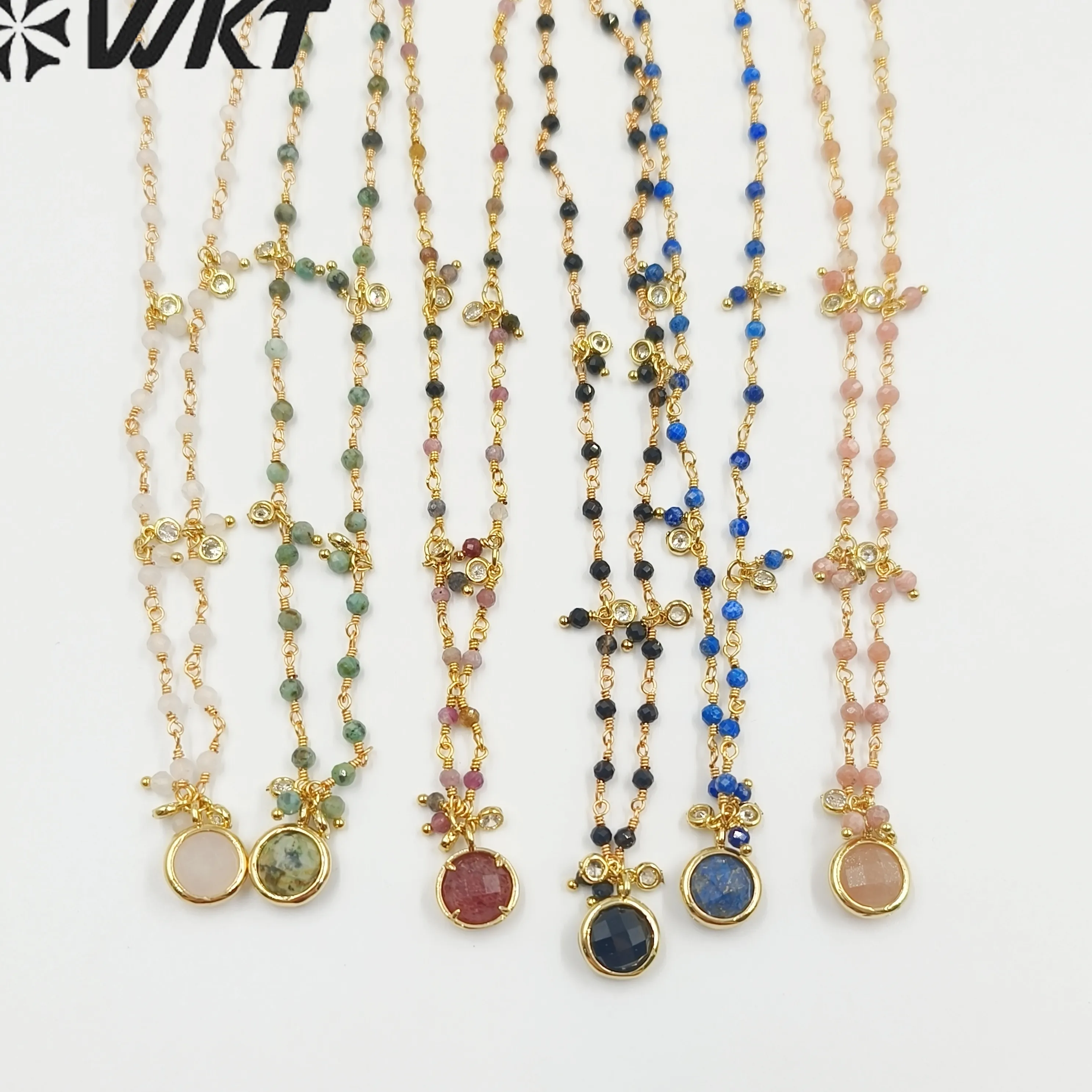 Authentic WT-N1431 Fresh and Sweet Style Rosary Gemstone Beads Charm Necklaces are a Must-have For Girls Commuter or Dating