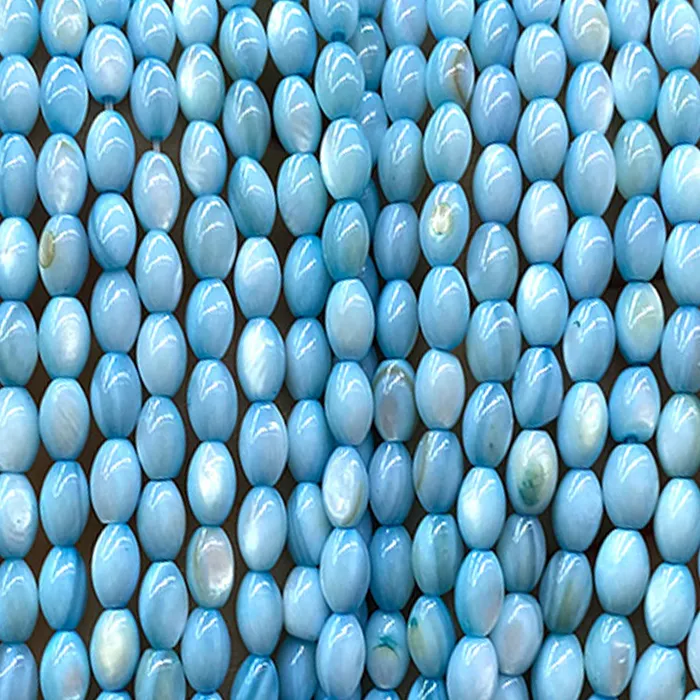 Authentic Moonlit Serenity: 4x8mm Lake Blue Shell Spacer Beads for Spiritual Connection