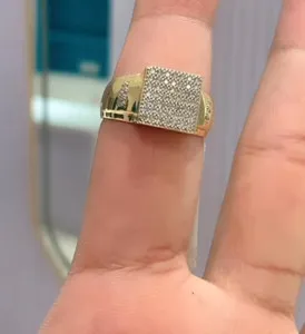 Authentic Love's Illuminating Flame: A 14k Yellow Gold Plated Silver Pave Diamond Ring for the Beloved