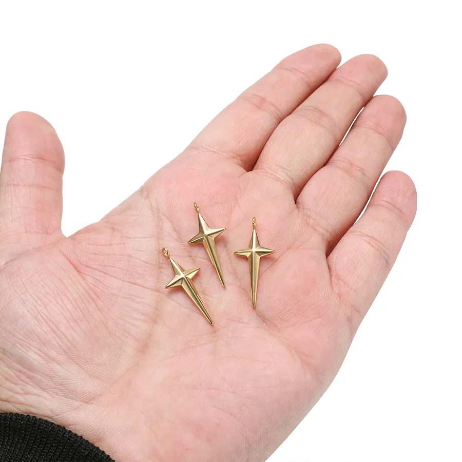 Authentic 5Pcs Gold Plated Cross Star Charms Necklaces Pendants for DIY Delicate Jewelry Earrings Making Bracelet Findings