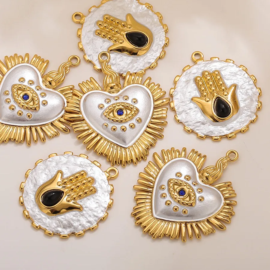 Authentic Hamsa Hand and Evil Eye Heart Protective Gold-Plated Talismans - Dual Sanctuary Amulets