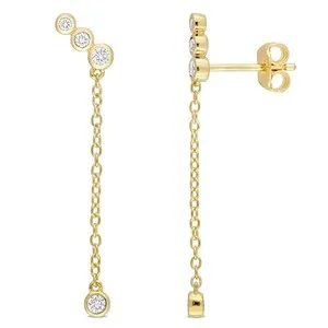 Authentic Eternal Radiance: 18K Gold Plated Diamond Earrings