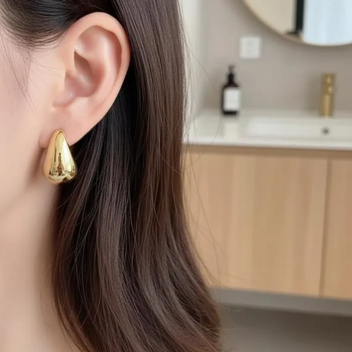 Authentic 3Pairs Fashionable Creative Personalized C Shaped Water Droplet Bean Geometric Earring Combination Set For Women Jewelry