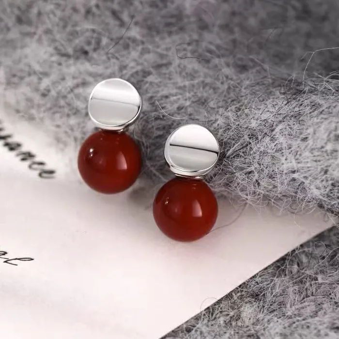 Authentic The Crimson Pulse: Sacred Disk and Pearl Talisman Studs