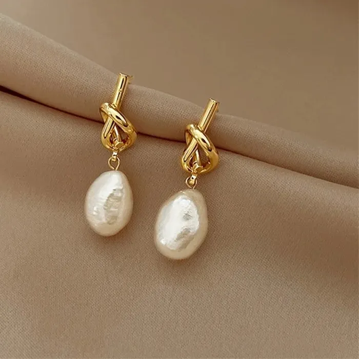 Authentic Gilded Harvest Golden Bean and Mother-of-Pearl Talismanic Earrings