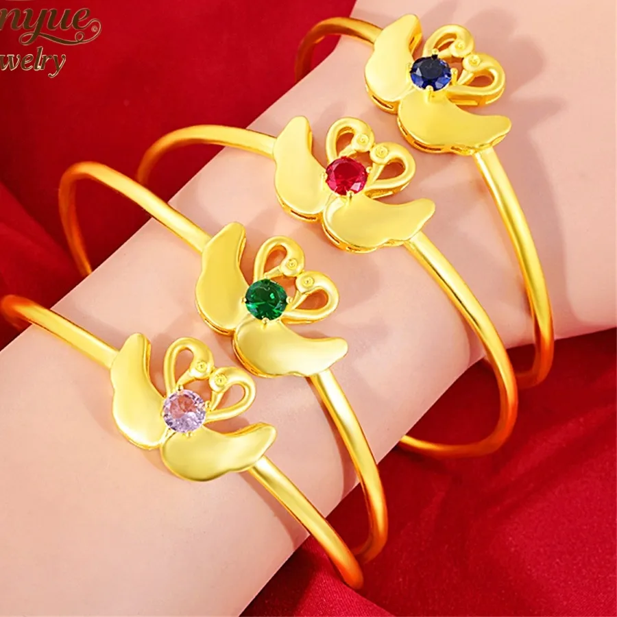Authentic Sand Gold Little Swan Bracelet Luxury Quality Jewelry Handicraft Best Selling Fashion Jewelry Exquisite Elegant Charms Popular