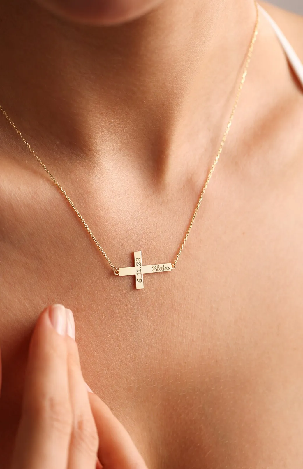 Authentic Sacred Cross Pendant Of Devotion Personalized Gold- Plated Engraved Talisman