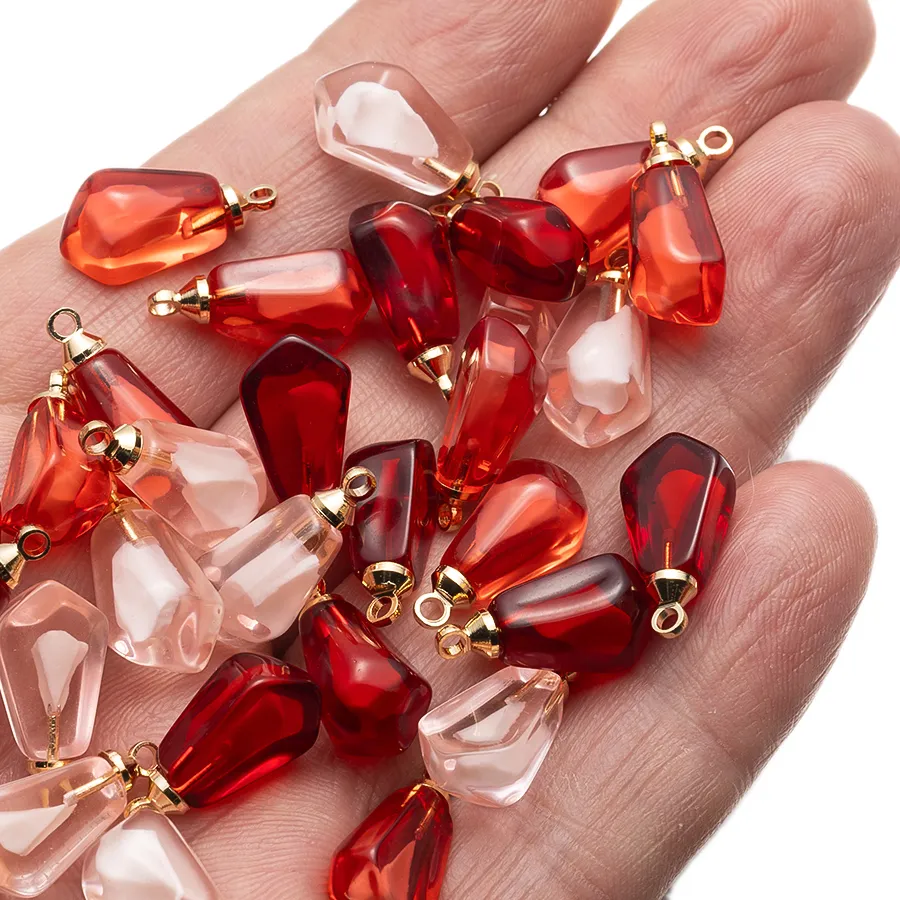 Authentic 10Pcs/Lot Resin Pomegranate Seed Accessories Red Pink Resin Small Pendant For DIY Earrings Necklace Jewelry Accessories Making