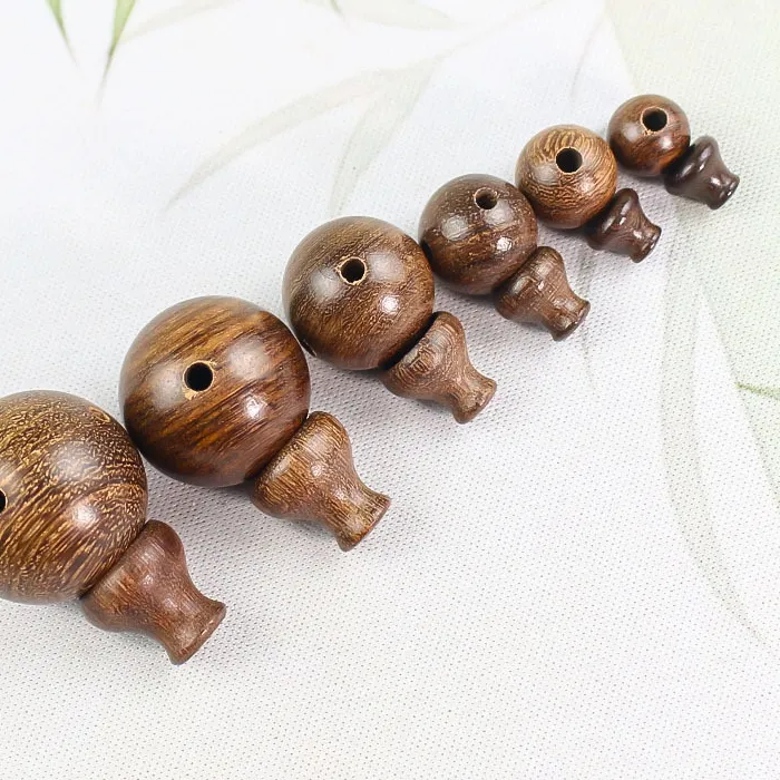 Authentic 5 sets Natural Golden Silkwood Round Ball Three Holes End Beads Charms DIY Necklace Bracelets Tri-way Wooden Buckle Spacers