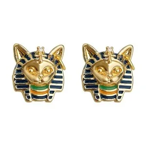 Authentic Golden Ankh Enamel Earrings – Sacred Egyptian Aura