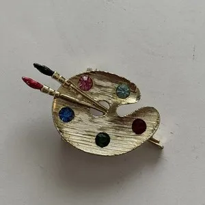 Authentic Enchanted Gold‑Plated Palette Brooch – Muse of the Mystic Arts