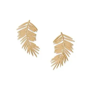 Authentic Gilded Fronds of Abundance Palm Leaf Earrings