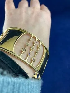 Authentic The Mischa Radiant Halo Cuff Set in 18k Gold-Plated Sterling Silver