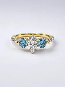 Authentic The Marquise of Celestial Radiance: A Sterling and Gilded Talisman