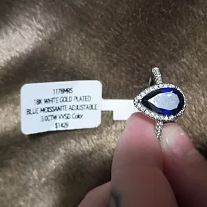 Authentic The Celestial Teardrop Moissanite Halo Talisman in 18K White Gold
