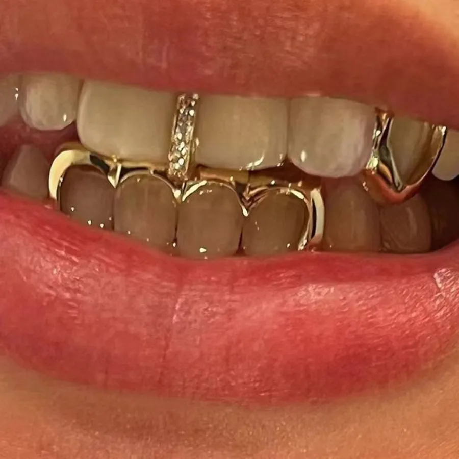 Authentic Celestial Bar of Light: 14K Gold‑Plated CZ Tooth Charm