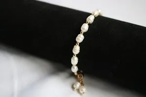 Authentic Whispers of the Goddess: 18K Gold Plated Pearl Bracelet