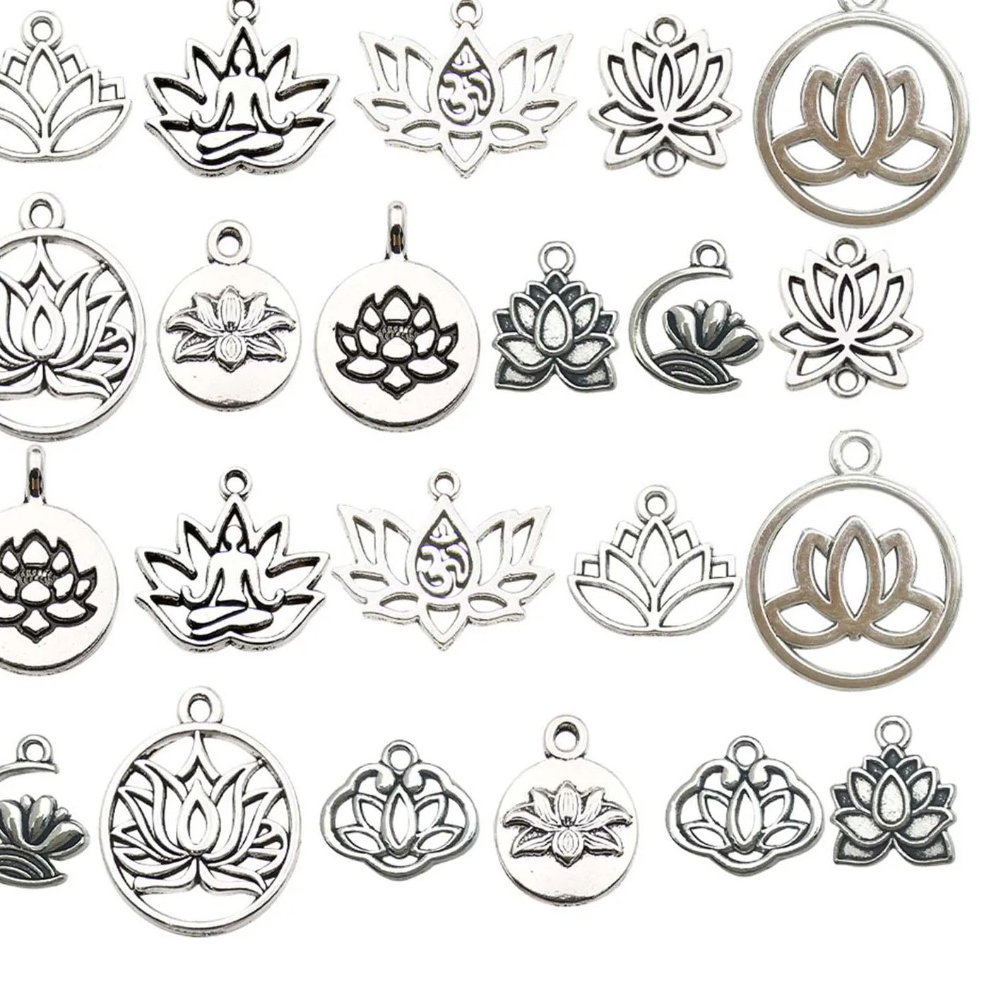 Authentic 10 22Pcs Hollow Yoga Symbol Lotus Charms Pendants For Diy Bracelets Necklaces Earrings Jewelry Making Accessories