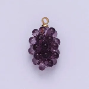 Authentic Summer's Bounty: The Vineyard's Grace - A 24K Gold-Plated Grape Charm Pendant