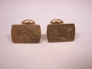 Authentic Victorian Botanical Whispers Gold-Plated Bean Back Cuff Links